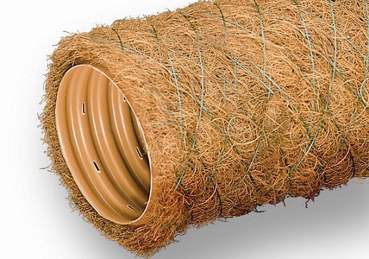 Дренажная труба с фильтром из кокосового волокна